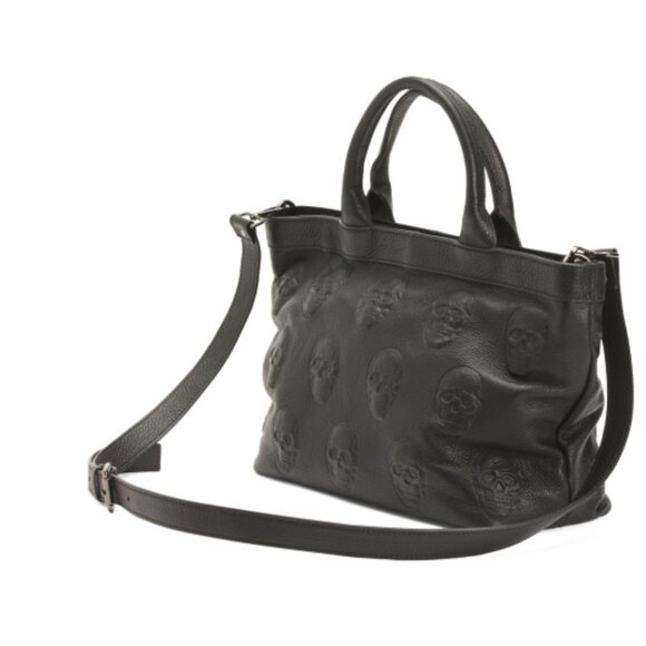 IO PELLE Black Made In Italy Leather Skull Satchel Black Med - Picture 6 of 12